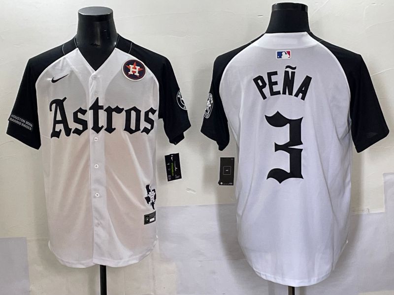 Men 2025 Houston Astros #3 Pena white black Five generations Joint Name Nike MLB Jersey style 12->houston astros->MLB Jersey